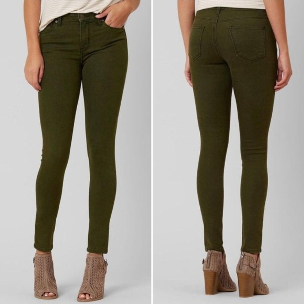 Just Black Denim Olive Green Denim Stretch Skinny Jeans Just Black Size 27
